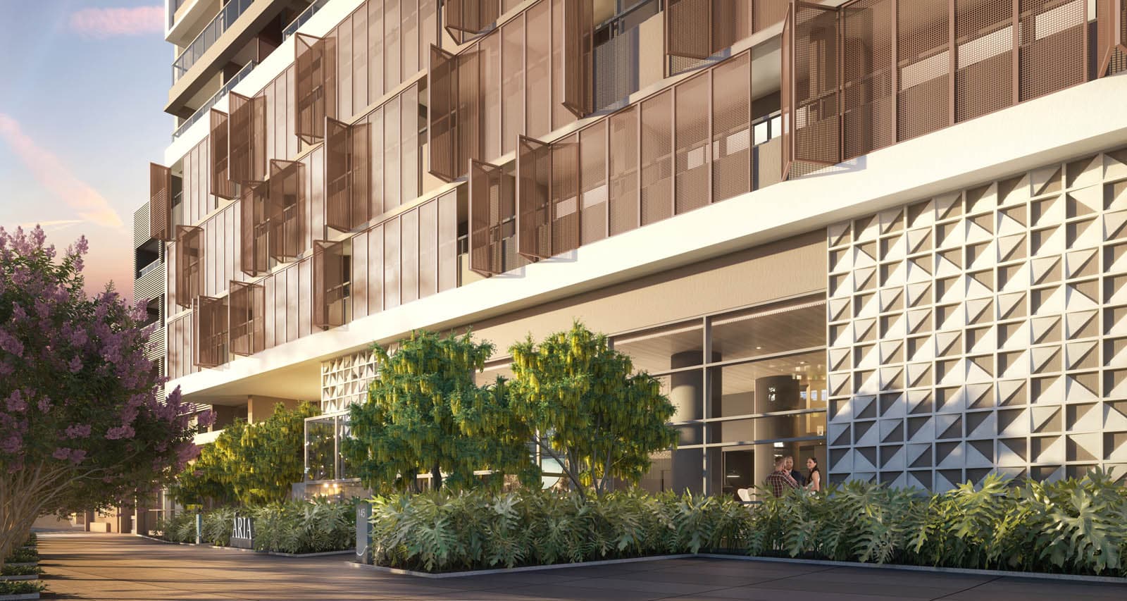 Perspectiva ilustrada do acesso residencial.