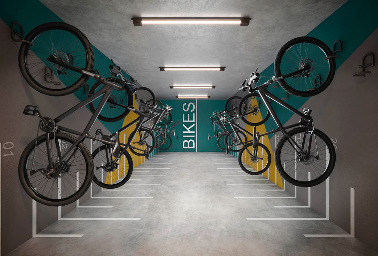 Perspectiva ilustrada do bicicletário