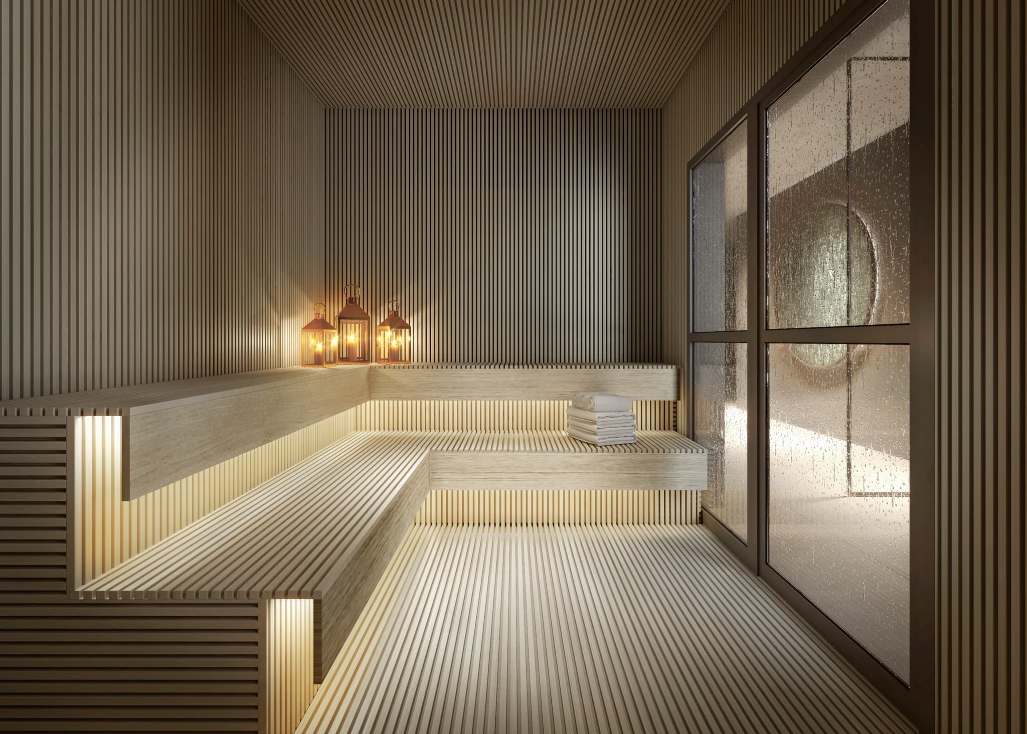 Perspectiva ilustrada da sauna.