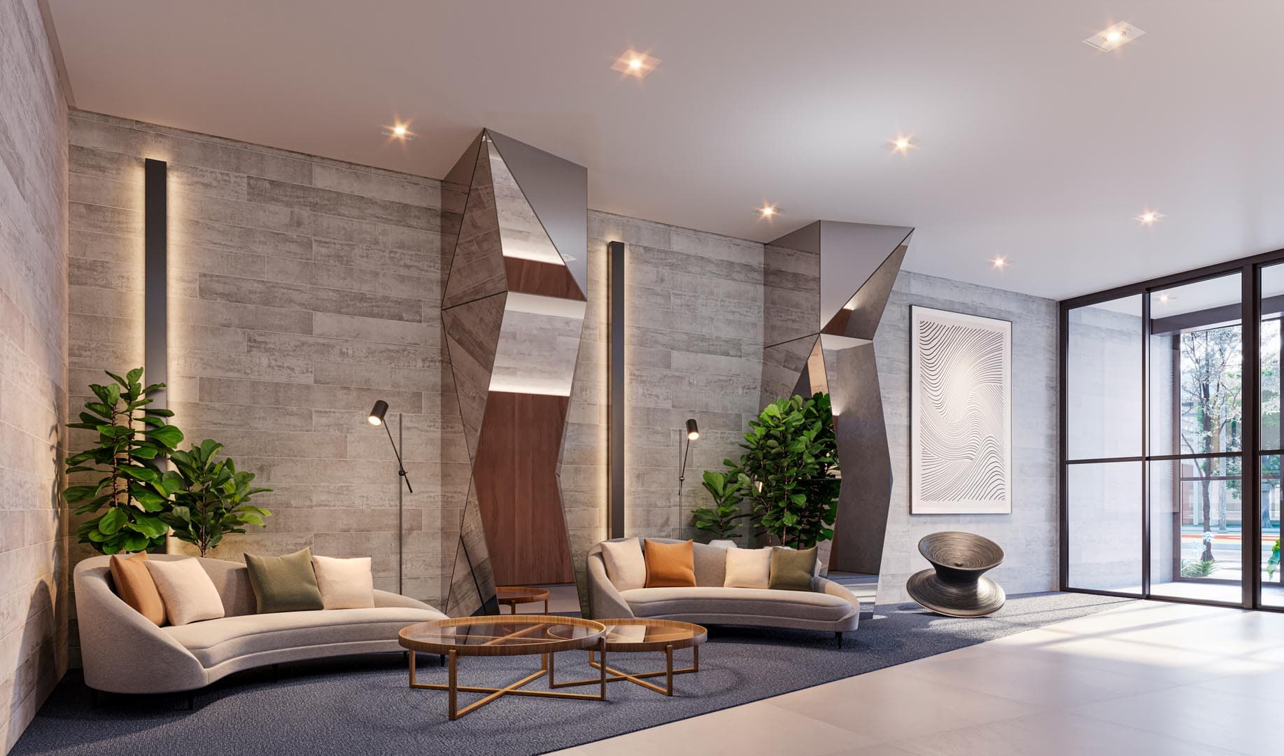 Perspectiva ilustrada do Lobby residencial