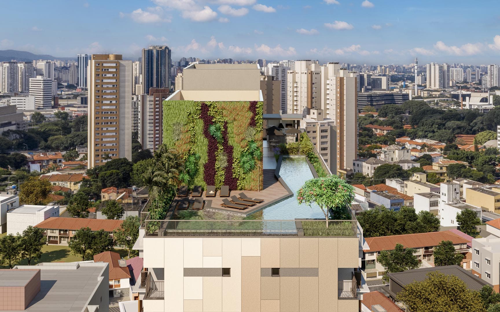 Perspectiva ilustrada do rooftop.