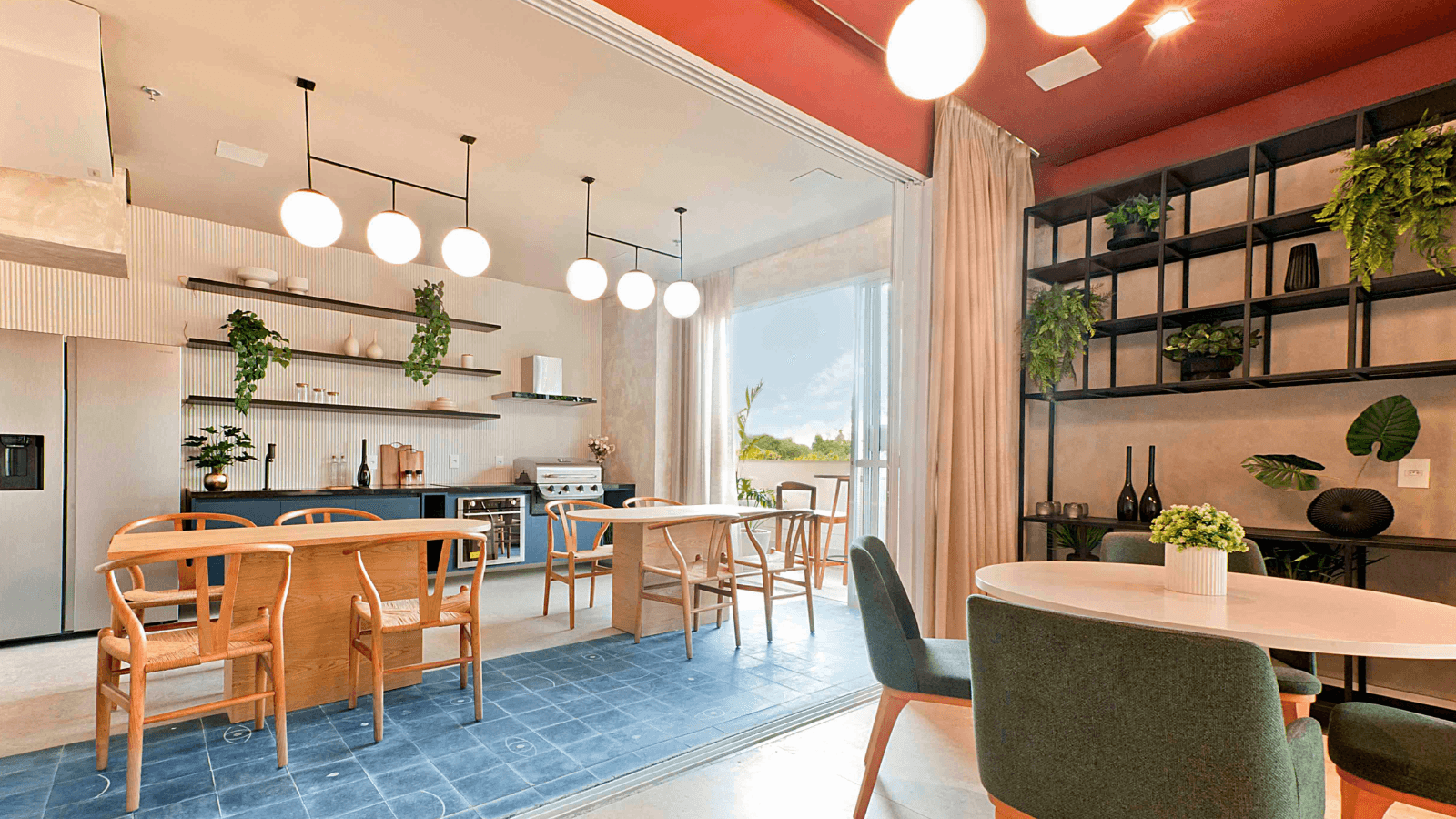 Foto real do Salão de festas com churrasco Gourmet Integrado