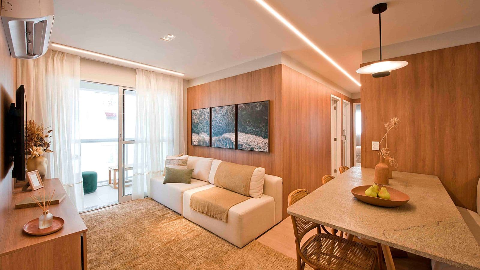 Apartamento decorado de 3 quartos do Flua