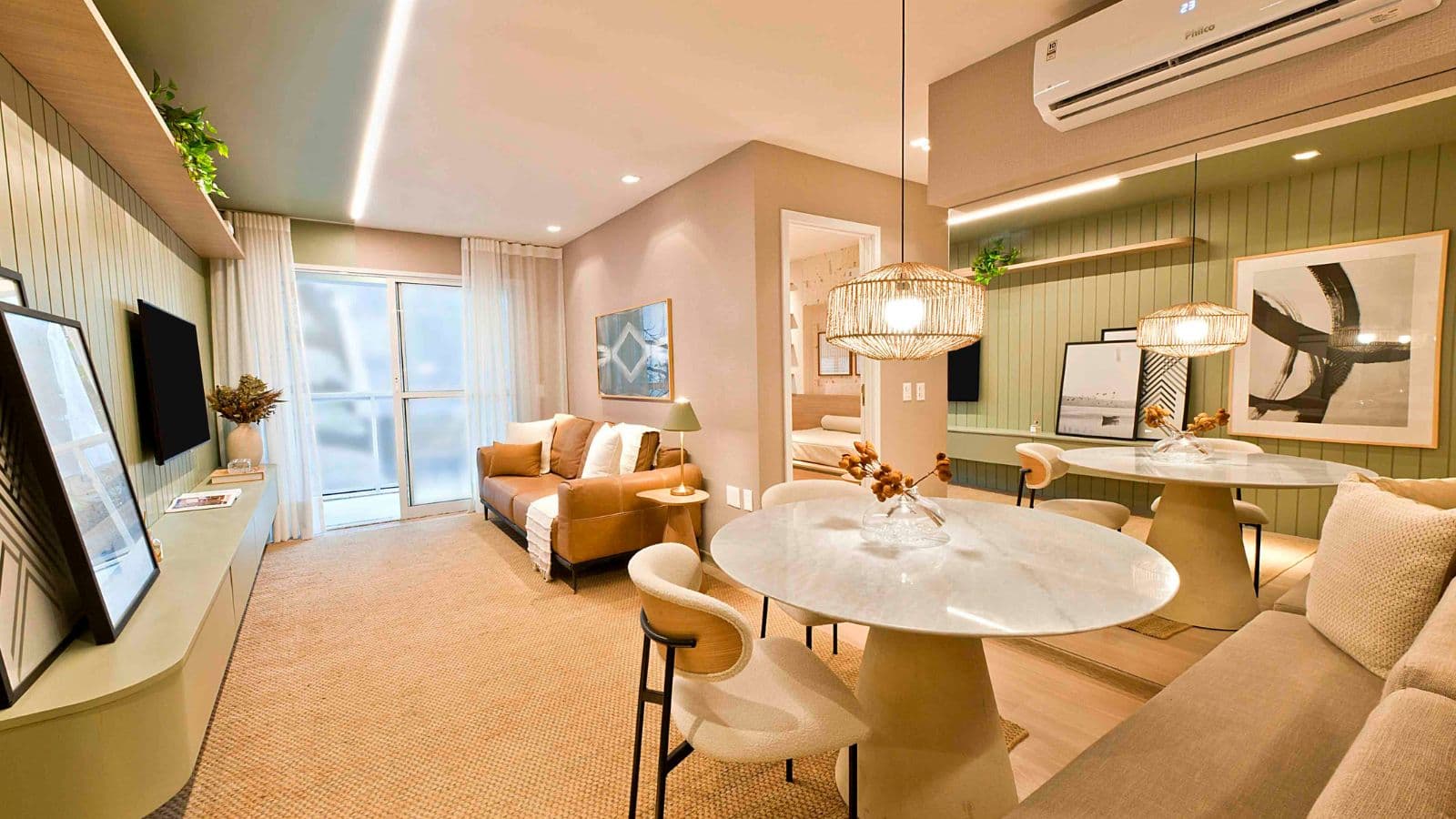 Apartamento decorado de 2 quartos do Flua