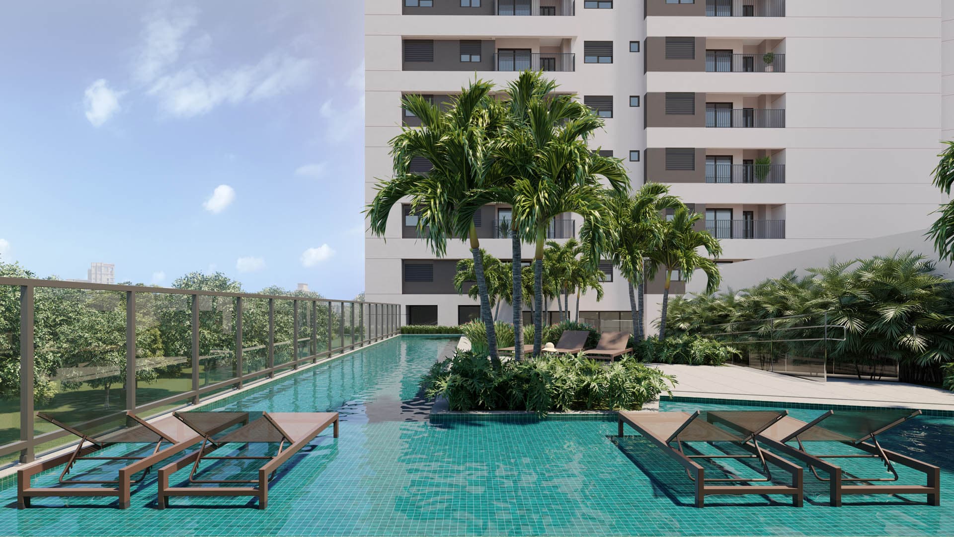 Perspectiva da piscina