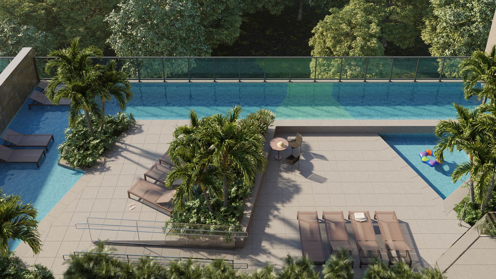 Perspectiva da piscina