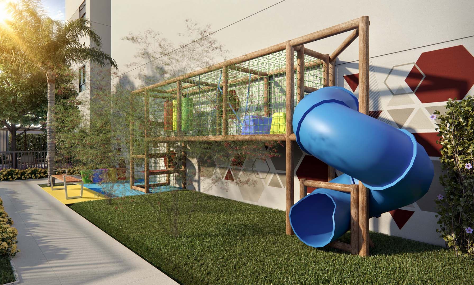 Perspectiva ilustrada preliminar do playground.