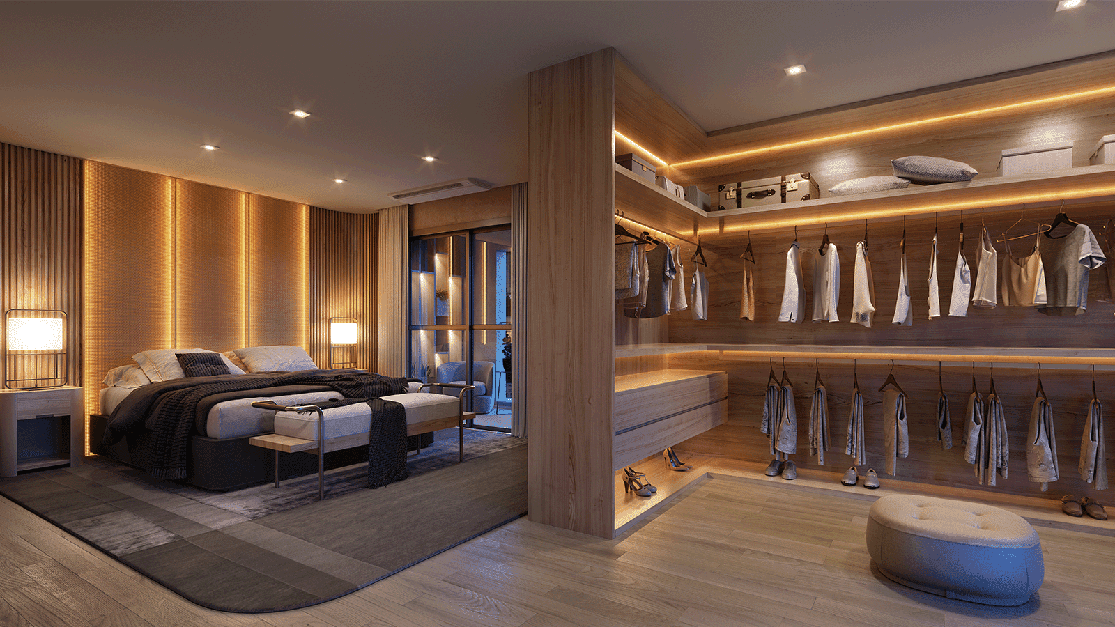 Perspectiva Ilustrada da Suíte Master Hibisco - Casa 02