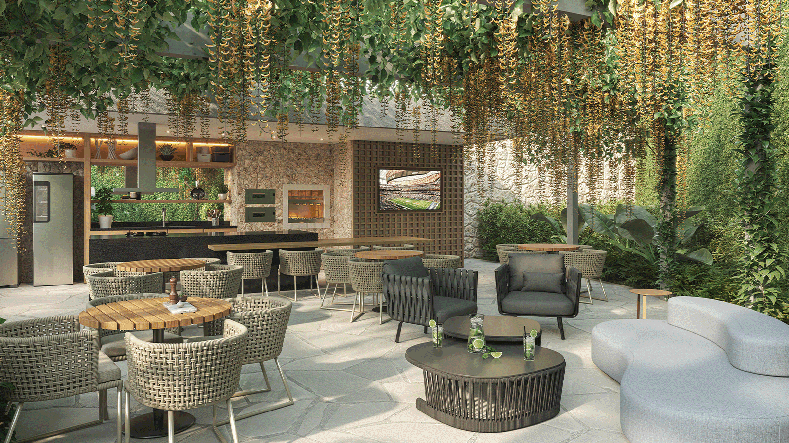 Perspectiva Ilustrada da Churrasqueira e Forno de Pizza