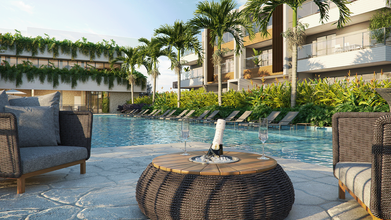 Perspectiva Ilustrada do Lounge Piscina