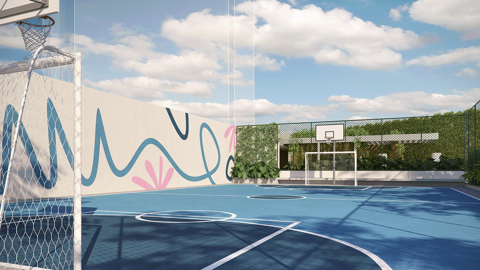 Perspectiva Ilustrada da Quadra Recreativa