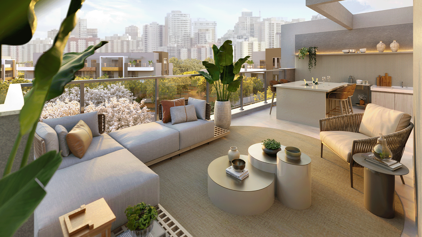 Perspectiva Ilustrada do Terraço da Cobertura Jasmim - Casa 01