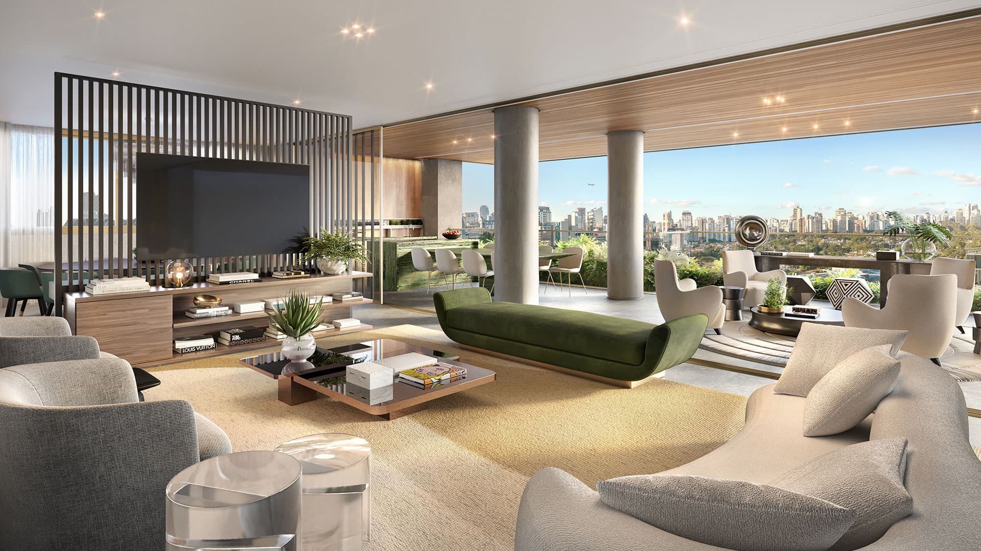 Perspectiva ilustrada - Apto. Decorado - Living