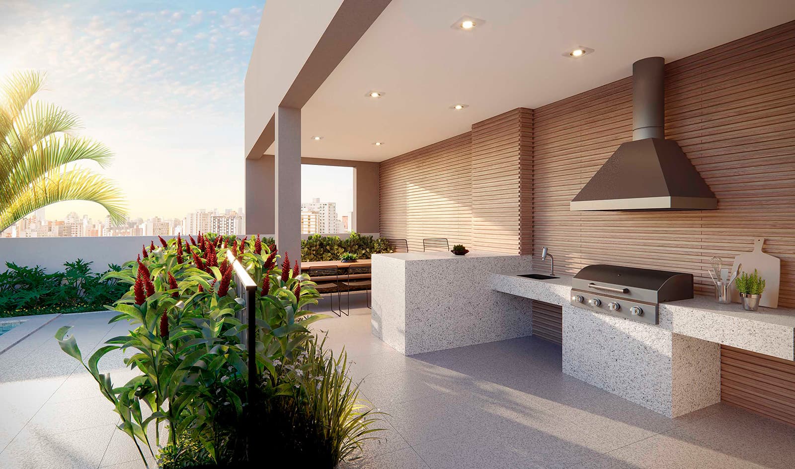 Perspectiva ilustrada do pool bar