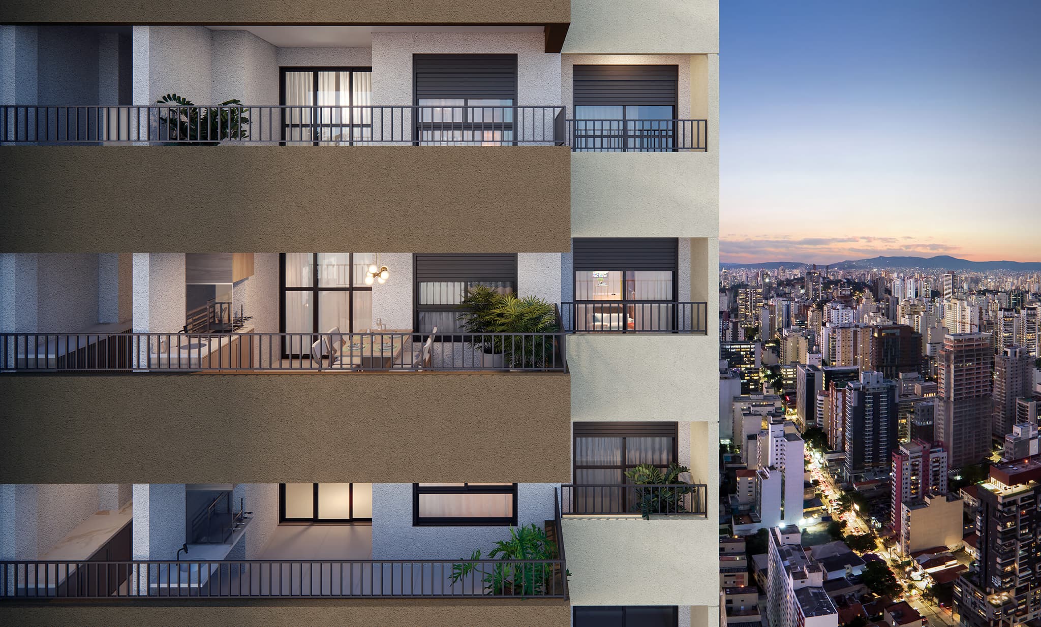 Perspectiva ilustrada detalhe da fachada sujeita à alteração