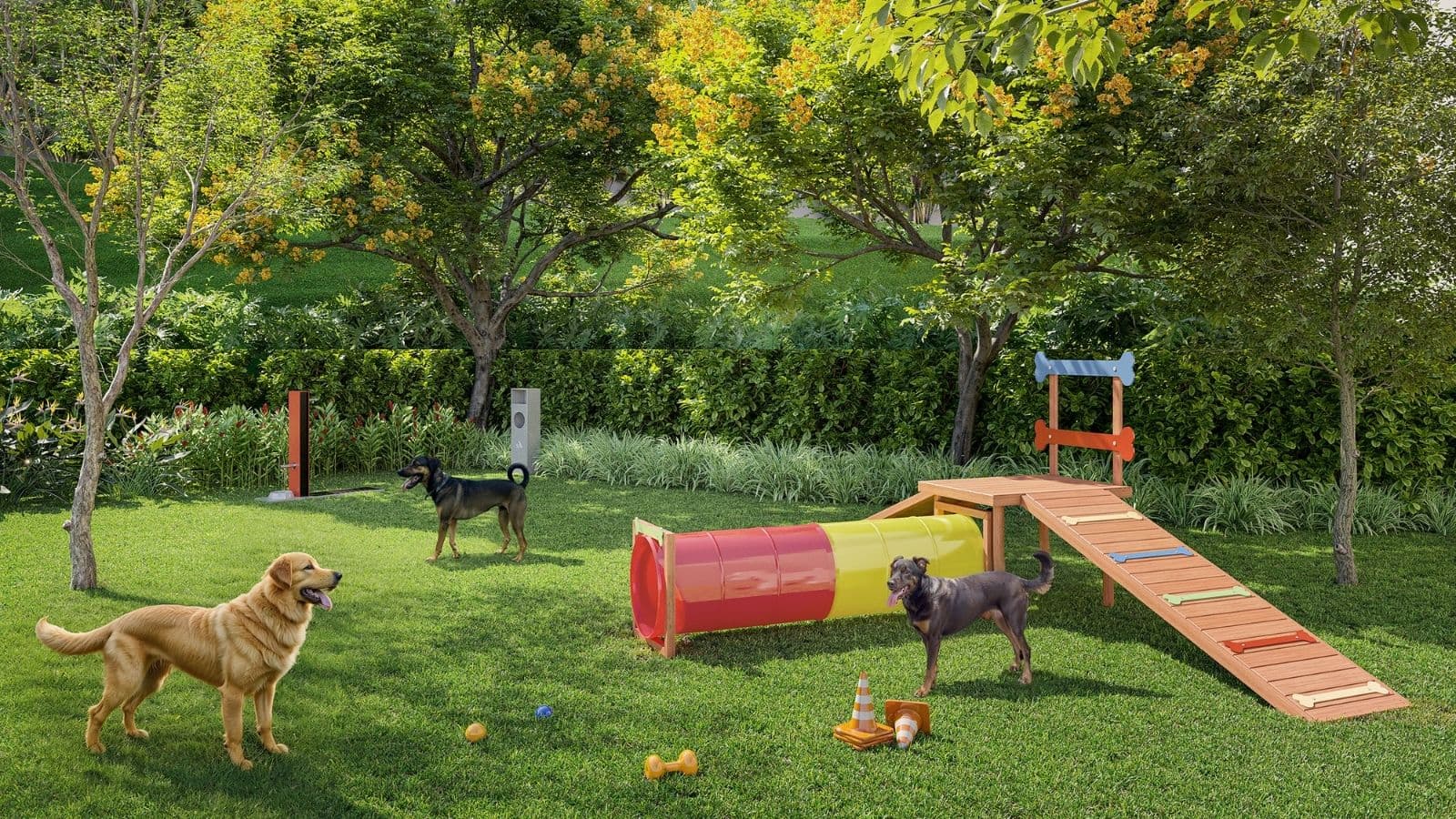 Perspectiva ilustrada do Pet Place do Gaea Home Resort