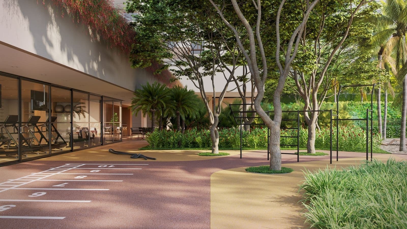 Perspectiva Ilustrada do funcional outdoor do Gaea Home Resort