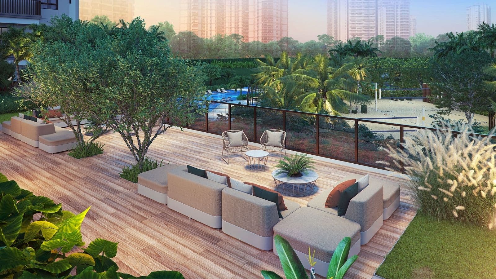 Perspectiva Ilustrada do deck panorâmico do Gaea Home Resort