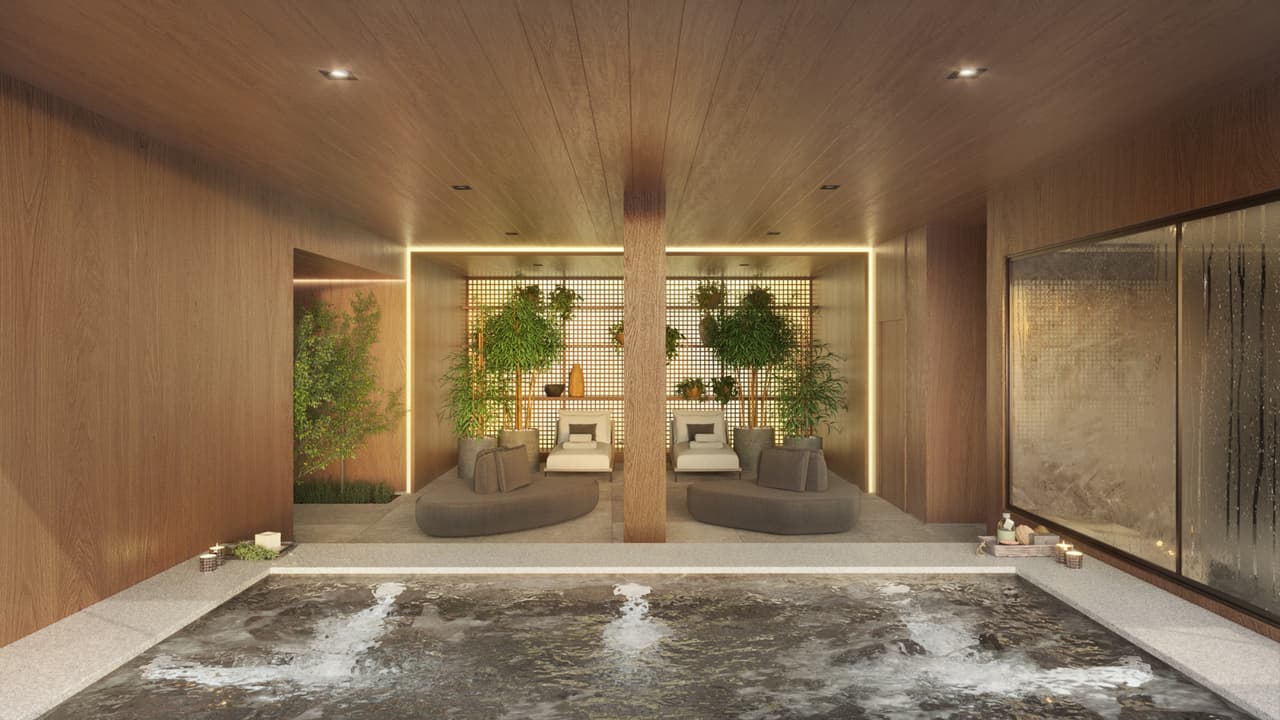 Perspectiva ilustrada da hidromassagem do SPA do Gaea Home Resort