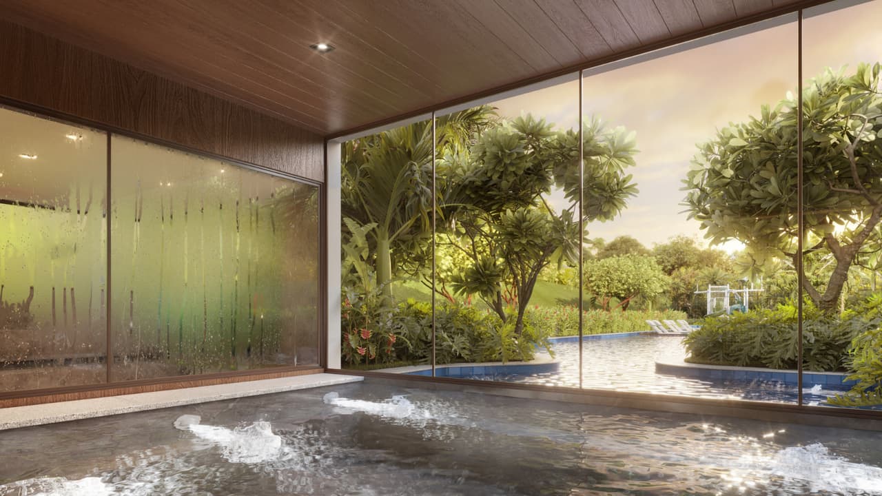 Perspectiva ilustrada da hidromassagem do SPA do Gaea Home Resort