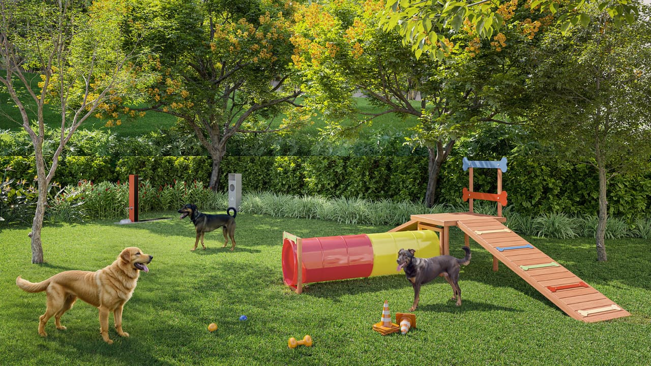 Perspectiva ilustrada do Pet Place do Gaea Home Resort