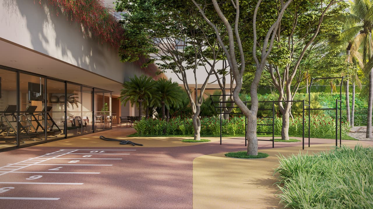 Perspectiva Ilustrada do funcional outdoor do Gaea Home Resort