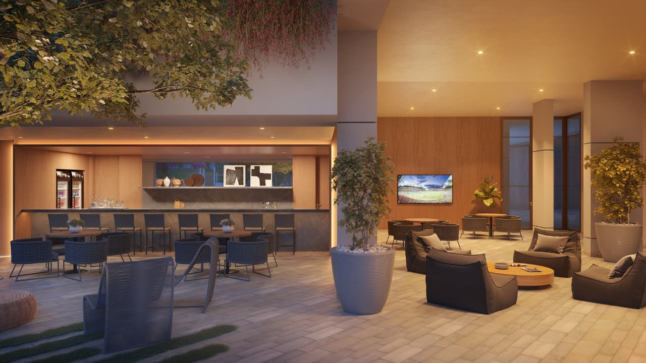 Perspectiva ilustrada do GAEA bar do Gaea Home Resort