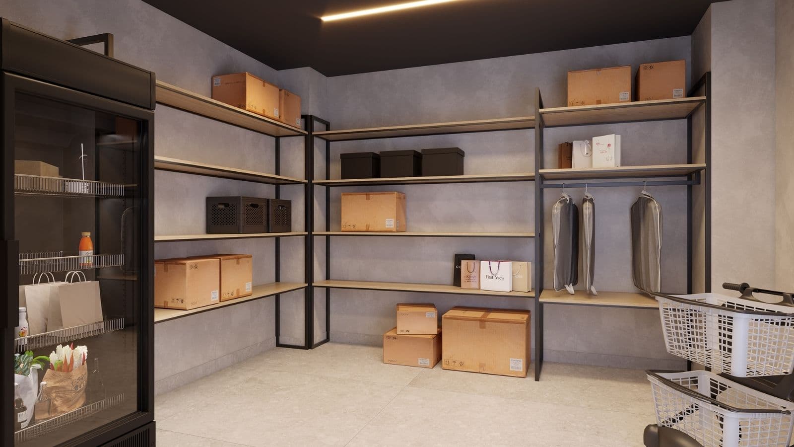 Perspectiva Ilustrada do espaço delivery do Gaea Home Resort