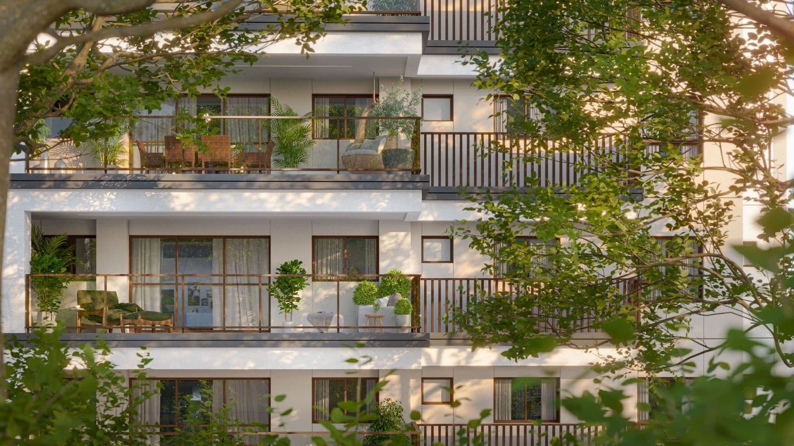 Perspectiva Ilustrada do detalhe da fachada do edificio Ischia do Gaea Home Resort