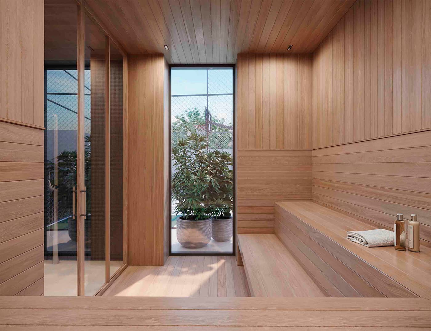 Perspectiva ilustrada da sauna